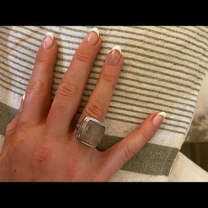 Sterling silver ring with rose pink stone. Size 8.